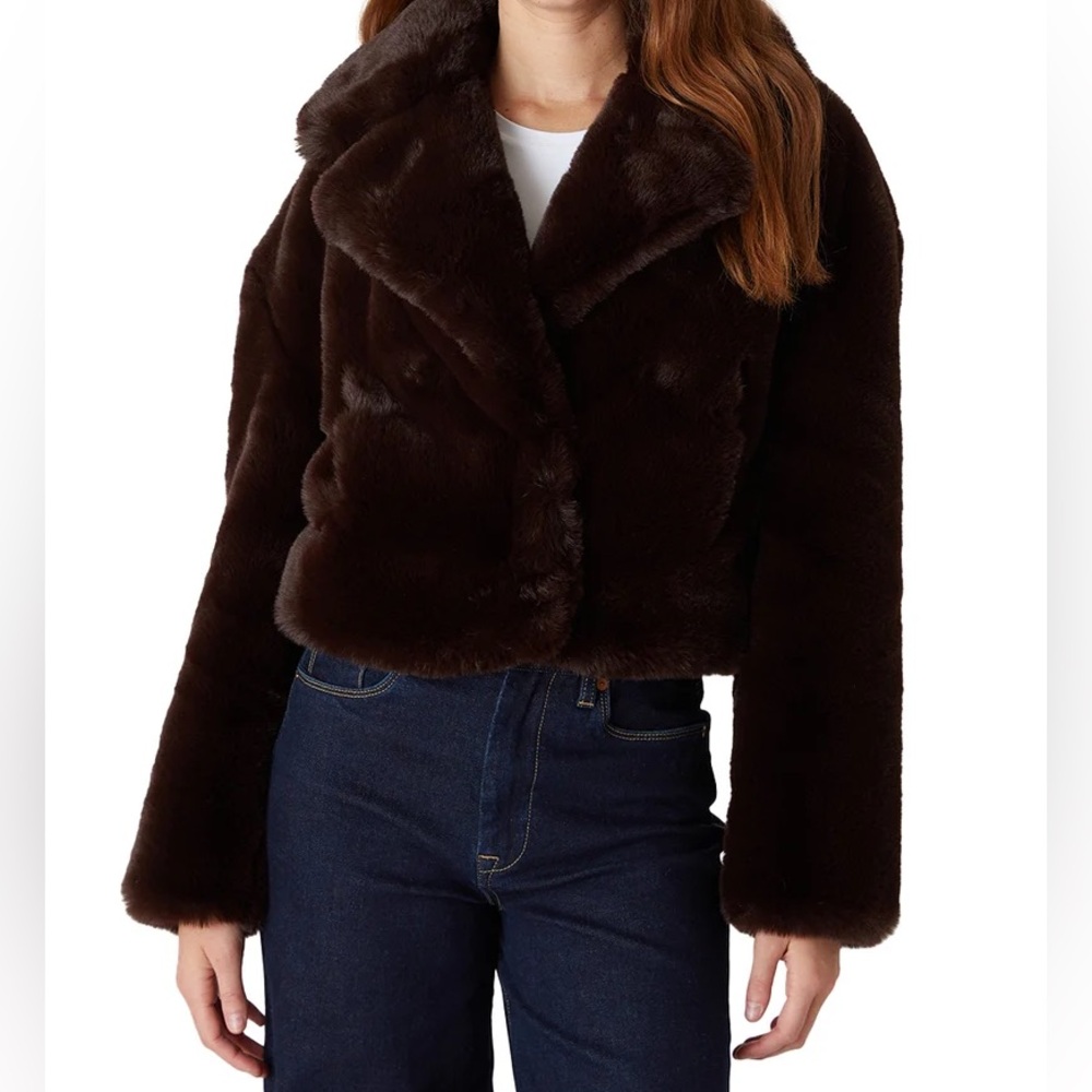 blank nyc: faux fur jacket - black